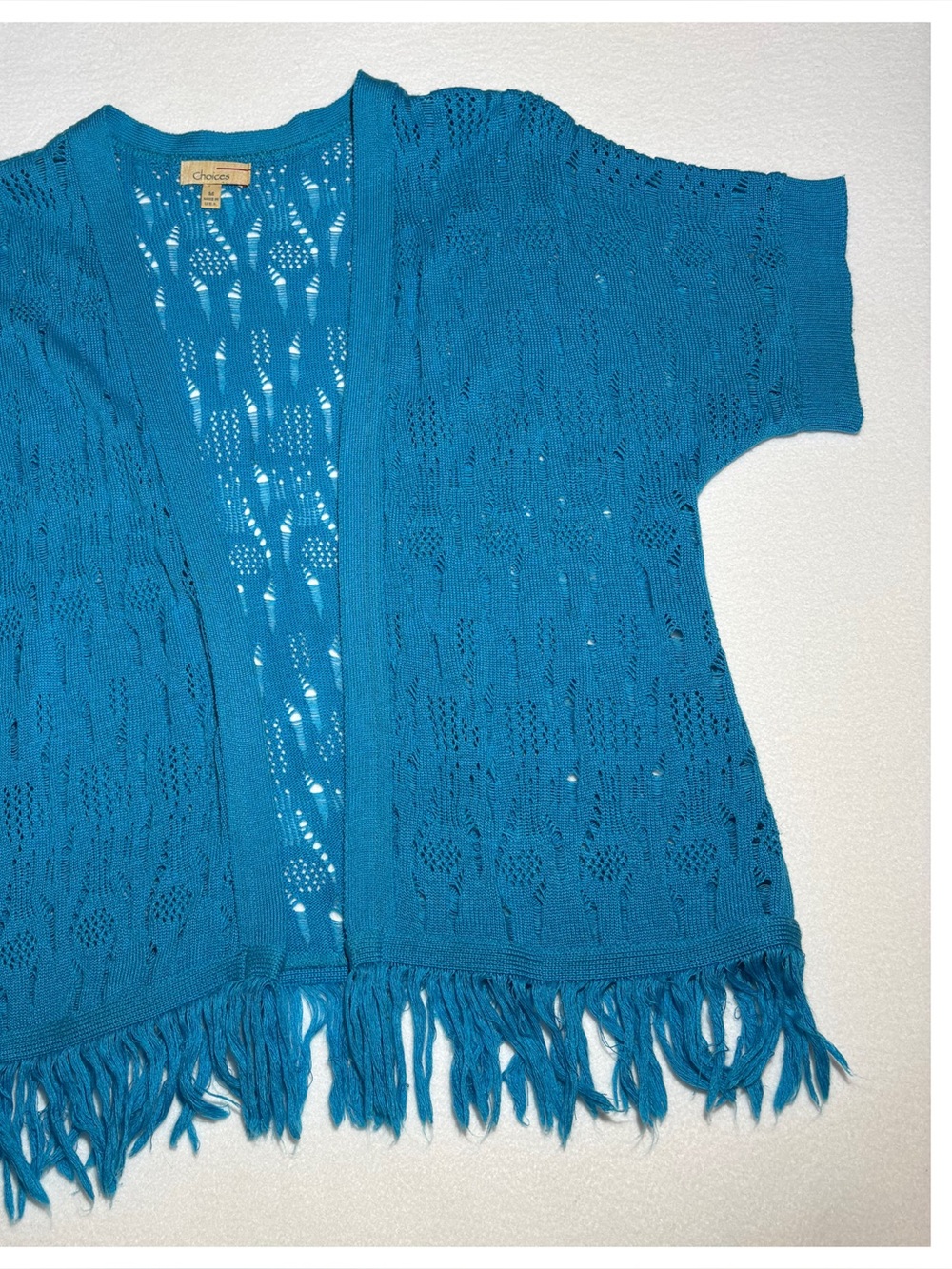 Choices Teal Openwork Knit Top